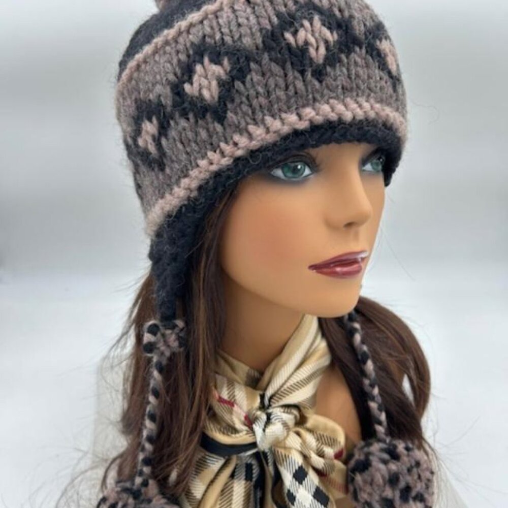 Hand Knitted Wool Beanie with Pom Pom